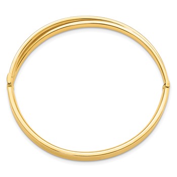 14ky 4/16 White Rhodium Diamond-cut Bypass Hinged Bangle — alternate view