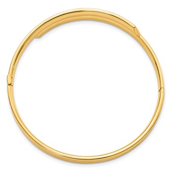 14ky 3/16 White Rhodium Diamond-cut Overlap Hinged Bangle — alternate view