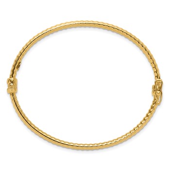 14K Polished and Textured 3.00mm Hinged Oval Bangle Bracelet — alternate view