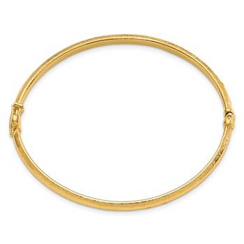 14K Diamond-cut and Laser-cut Fancy Hinged Bangle Bracelet — alternate view