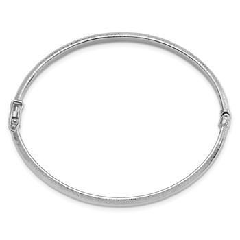 14K White Gold Diamond-cut and Laser-cut 4.10mm Hinged Oval Bangle Bracelet — alternate view