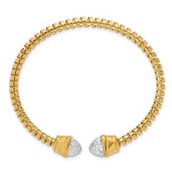 14K with Rhodium Diamond-cut Fancy Spiral Cuff Bracelet — alternate view