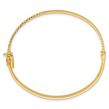 14k Polished 4.75mm Diamond-Cut Textured Hinged Oval Bangle Bracelet — alternate view
