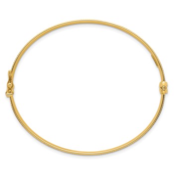 14k Polished Brushed and Textured 6.00mm Hinged Oval Bangle Bracelet — alternate view