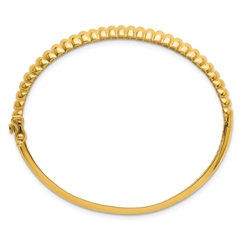 14K Polished and Textured Graduated Hinged Oval Bangle Bracelet — alternate view