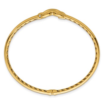 14k Polished Heart Clasp Hinged Oval Bangle Bracelet — alternate view
