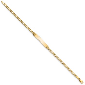 14k Polished Semi-Solid Chain/Solid Plate Cuban Link 25.5x5mm Plate 7 inch ID Bracelet — alternate view