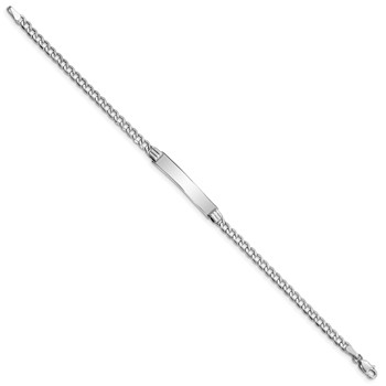 14k White Gold Polished Semi-Solid Chain/Solid Plate Cuban Link 26x5mm Plate 7 inch ID Bracelet — alternate view