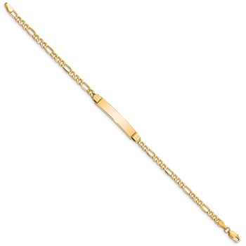 14k Polished Semi-Solid Chain/Solid Plate Figaro Link 25.5x5mm Plate 7 inch ID Bracelet — alternate view