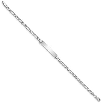 14k White Gold Polished Semi-Solid Chain/Solid Plate Figaro Link 26x5mm Plate 7 inch ID Bracelet — alternate view