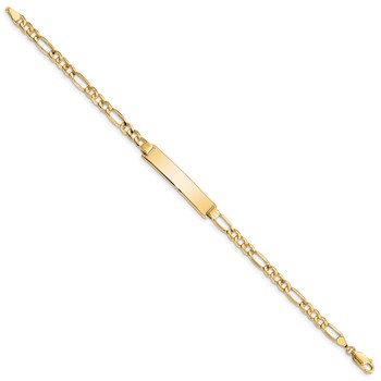 14k Polished Semi-Solid Chain/Solid Plate Figaro Link 33.5x6.5mm Plate 7 inch ID Bracelet — alternate view