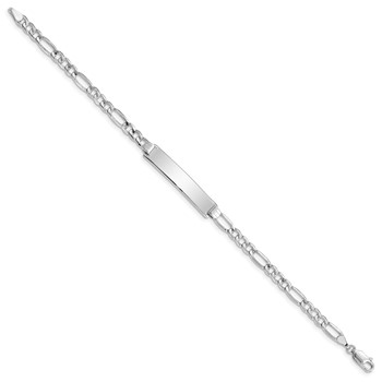 14K White Gold Polished Semi-Solid Chain/Solid Plate Figaro Link 33.5x6.5mm Plate 7 inch ID Bracelet — alternate view