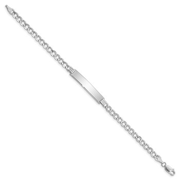 14k White Gold Polished Semi-Solid Chain/Solid Plate Curb Link 33x6.75mm Plate 7 inch ID Bracelet — alternate view