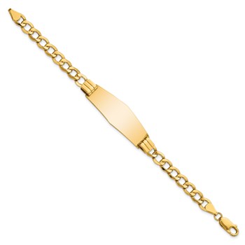 14k Polished Semi-Solid Chain/Solid Plate Curb Link Soft Diamond Shape 39x14mm Plate 8 inch ID Bracelet — alternate view