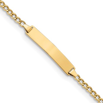 14k Polished Semi-Solid Chain/Solid Plate Cuban Link 23x4.3mm Plate 8 inch ID Bracelet