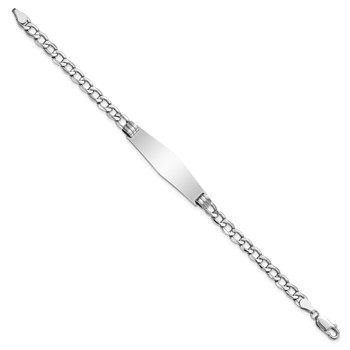14k White Gold Polished Semi-Solid Chain/Solid Plate Cuban Link Soft Diamond Shape 34x10mm Plate 7 inch ID Bracelet — alternate view