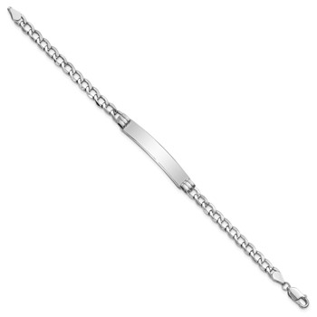 14k White Gold Polished Semi-Solid Chain/Solid Plate Cuban Link 35x7mm Plate 7 inch ID Bracelet — alternate view
