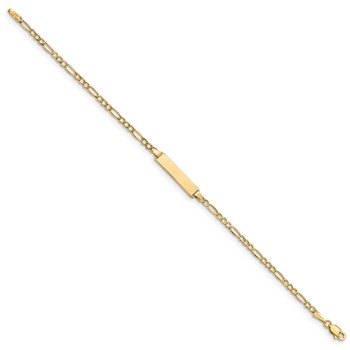14k Polished Semi-Solid Chain/Solid Plate Figaro Link 19.5x4.5mm Plate 8 inch ID Bracelet — alternate view