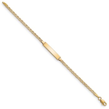 14k Polished Semi-Solid Chain/Solid Plate Anchor Link 20.5x4.5mm Plate 6 inch Baby/Child ID Bracelet — alternate view