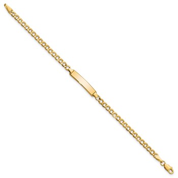 14k Polished Semi-Solid Chain/Solid Plate Cuban Link 23.5x4.5mm Plate 6 inch Baby/Child ID Bracelet — alternate view