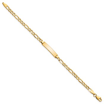 14k Polished Semi-Solid Chain/Solid Plate Figaro Link 20.3x4.4mm Plate 6 inch Baby/Child ID Bracelet — alternate view