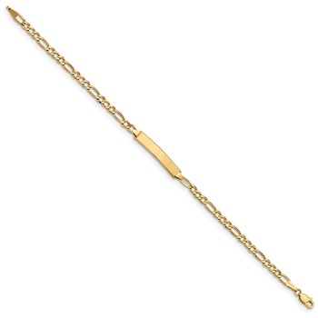 14k Polished Semi-Solid Chain/Solid Plate Figaro Link 23x4.3mm Plate 8 inch ID Bracelet — alternate view
