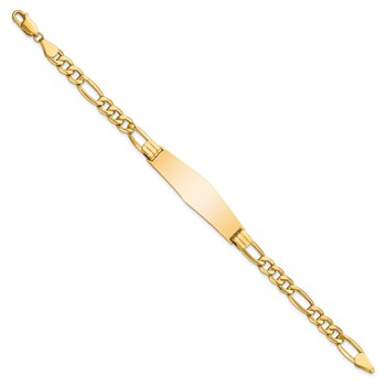 14k Semi-Solid Figaro Link Soft Diamond Shape ID Bracelet — alternate view