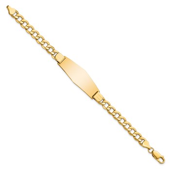 14k Polished Semi-Solid Chain/Solid Plate Curb Link Soft Diamond Shape 39x14mm Plate 7 inch ID Bracelet — alternate view