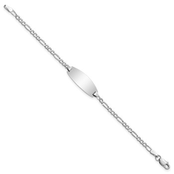 14k White Gold Polished Semi-Solid Chain/Solid Plate Figaro Link Oval 18.5x8.5mm Plate 5.5 inch Baby/Child ID Bracelet — alternate view