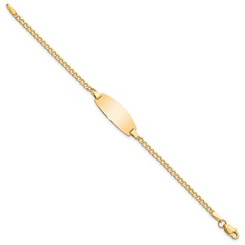 14k Polished Semi-Solid Chain/Solid Plate Curb Link Oval 18.5x8.5mm Plate 5.5 inch Baby/Child ID Bracelet — alternate view