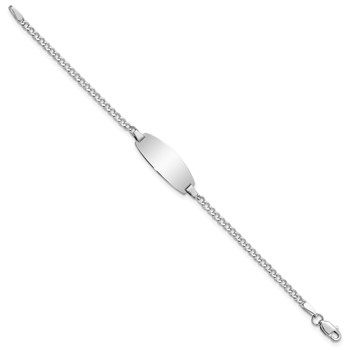 14k White Gold Polished Semi-Solid Chain/Solid Plate Curb Link Oval 18.5x8.5mm Plate 5.5 inch Baby/Child ID Bracelet — alternate view