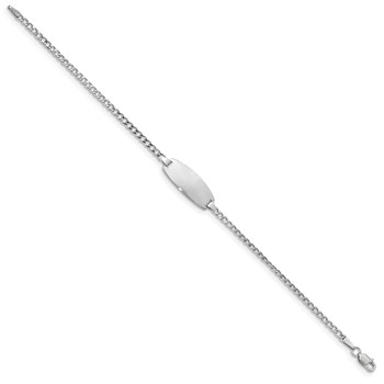 14k White Gold Polished Semi-Solid Chain/Solid Plate Curb Link Oval 18.5x8.5mm Plate 7 inch ID Bracelet — alternate view