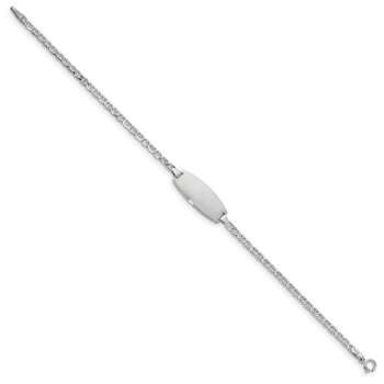 14k White Gold Polished Semi-Solid Chain/Solid Plate Anchor Link Oval 18.5x8.5mm Plate 7 inch ID Bracelet — alternate view