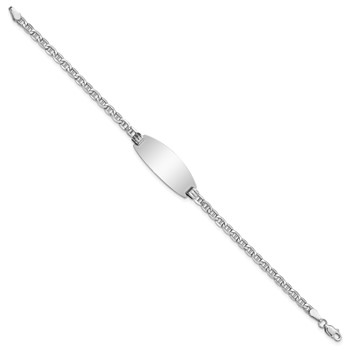 14k White Gold Semi-Solid Oval Anchor ID Bracelet — alternate view