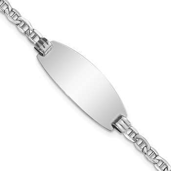 14k White Gold Semi-Solid Oval Anchor ID Bracelet