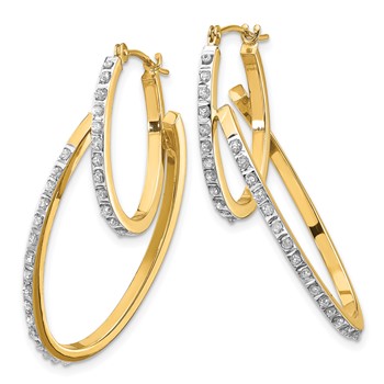 14k Diamond Fascination Diamond Dust/Accent Double Hoop Earrings — alternate view