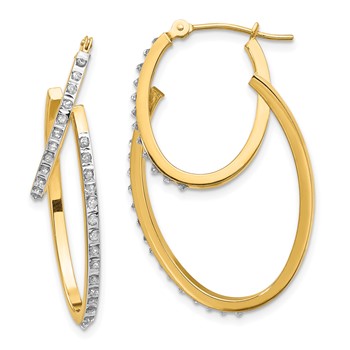 14k Diamond Fascination Diamond Dust/Accent Double Hoop Earrings