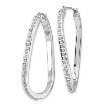 14k White Gold Diamond Fascination Diamond Dust/Accent 3x40mm Oval Twist Hoop Earrings — alternate view