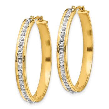 14k Diamond Fascination Diamond Dust/Accent 4x31mm Round Hoop Earrings — alternate view