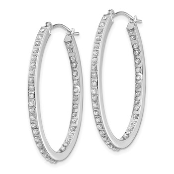 14k White Gold Diamond Fascination Diamond Dust/Accent 2x36mm Oval In/Out Hoop Earrings — alternate view