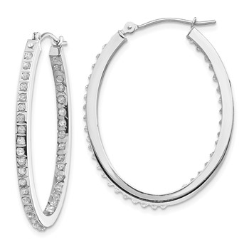 14k White Gold Diamond Fascination Diamond Dust/Accent 2x36mm Oval In/Out Hoop Earrings