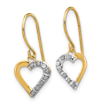 14k Diamond Fascination Diamond Dust/Accent Heart Dangle French Wire Earrings — alternate view