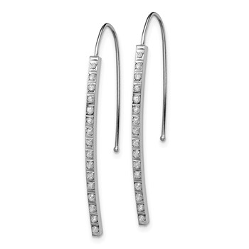14k White Gold Diamond Fascination Diamond Dust/Accent Curved Bar French Wire Earrings — alternate view