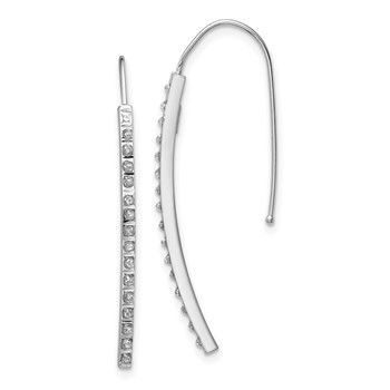 14k White Gold Diamond Fascination Diamond Dust/Accent Curved Bar French Wire Earrings