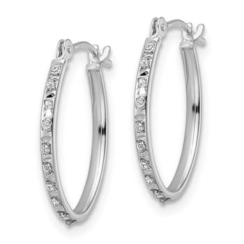 14k White Gold Diamond Fascination Diamond Dust/Accent 1.5x18mm Oval Hoop Earrings — alternate view