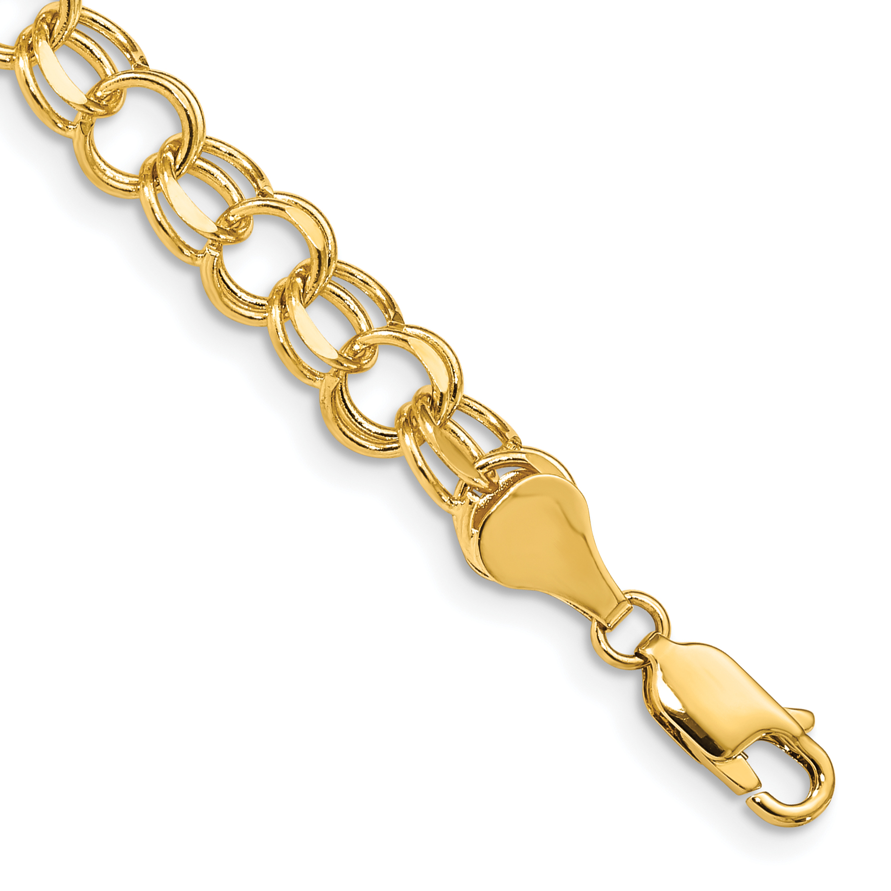 Sterling Silver 5mm Double Link Charm Bracelet - Quality Gold