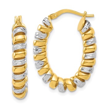 Affordable Expressions Sterling Silver and 18K Gold-plated Polished and Diamond-cut Fusilli Coil Wrapped Oval Hoop Earrings