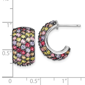 Sterling Silver Black-plated Multicolor Post CZ Earrings — alternate view