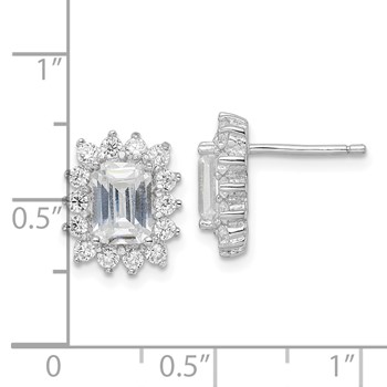 Sterling Silver Rhodium-plated CZ Post Earrings — alternate view