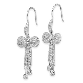 Sterling Silver Rhodium Plated CZ Bow Earrings — alternate view